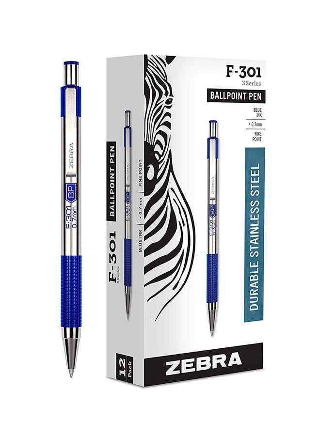 Zebra Pen - Zebra F-301 Ballpoint Stainless Steel Retractable Pen - Image 1