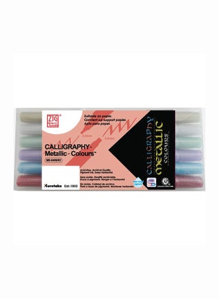 Pack Of 6 Memory System Calligraphy Metallic Dual Tip Marker Multicolour - v1553192581/N21952160A_1