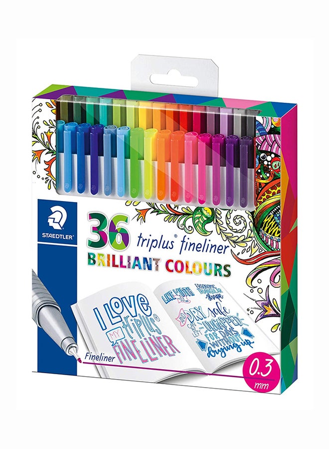 STAEDTLER Pack Of 36 Plastic Fineliner Pen Multicolour  - Image 1
