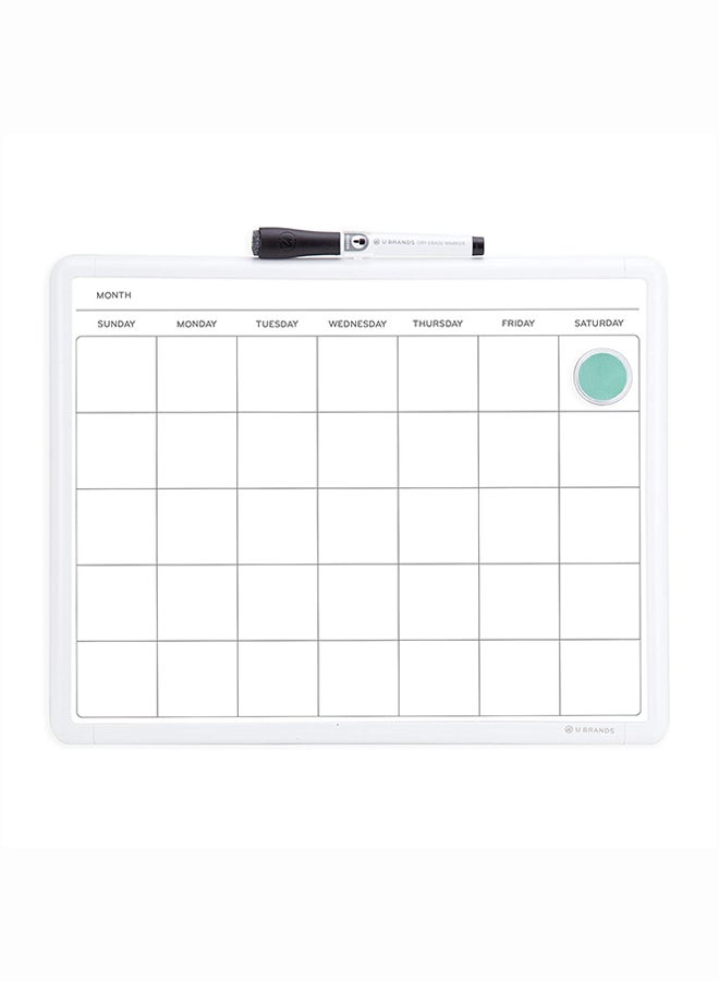 U Brands - Magnetic Monthly Calendar Dry Erase Board White - Image 1