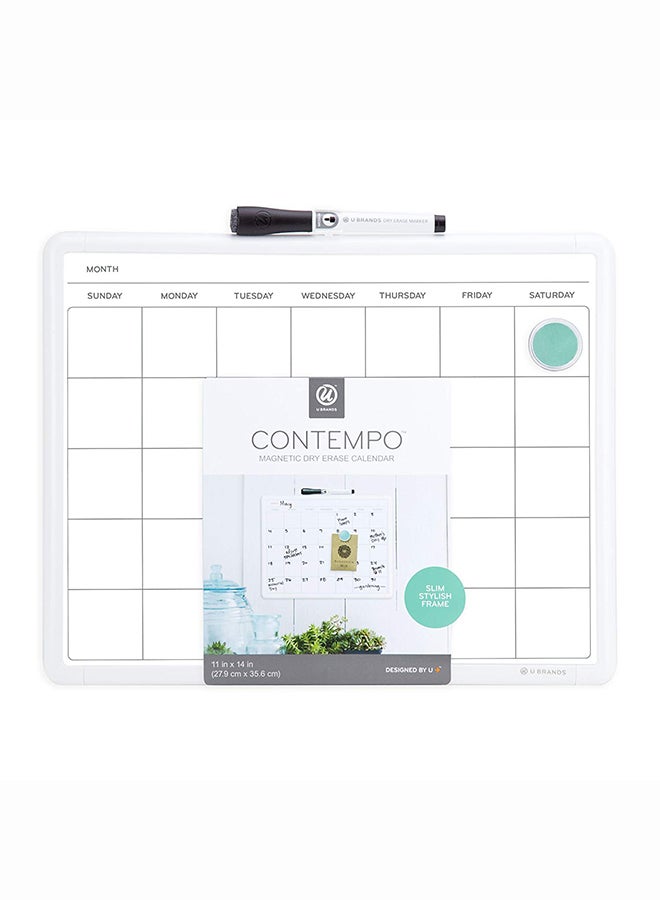 U Brands - Magnetic Monthly Calendar Dry Erase Board White - Image 1