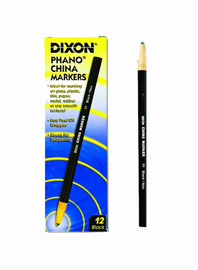 Dixon 12 Count Phano Peel-Off China Marker Pencils - Image 1