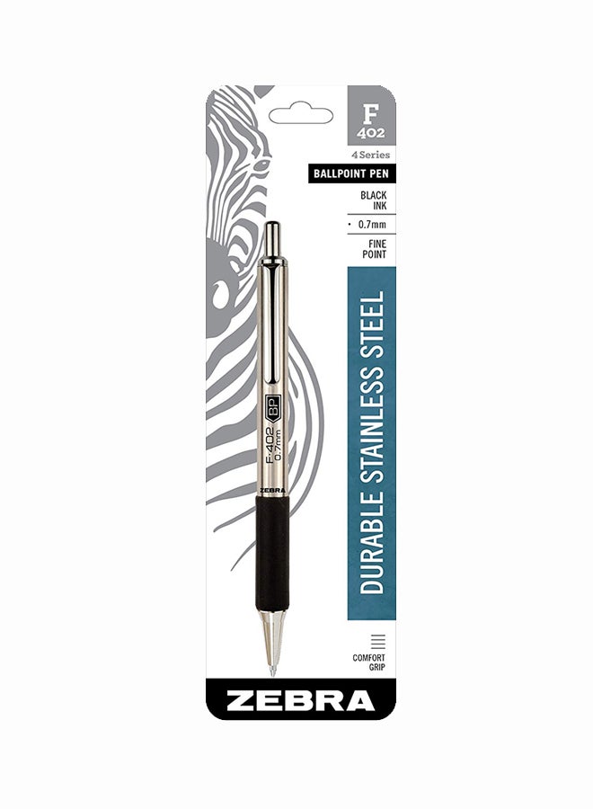 Zebra Pen - Zebra F-402 Ballpoint Stainless Steel Retractable Pen - Image 1
