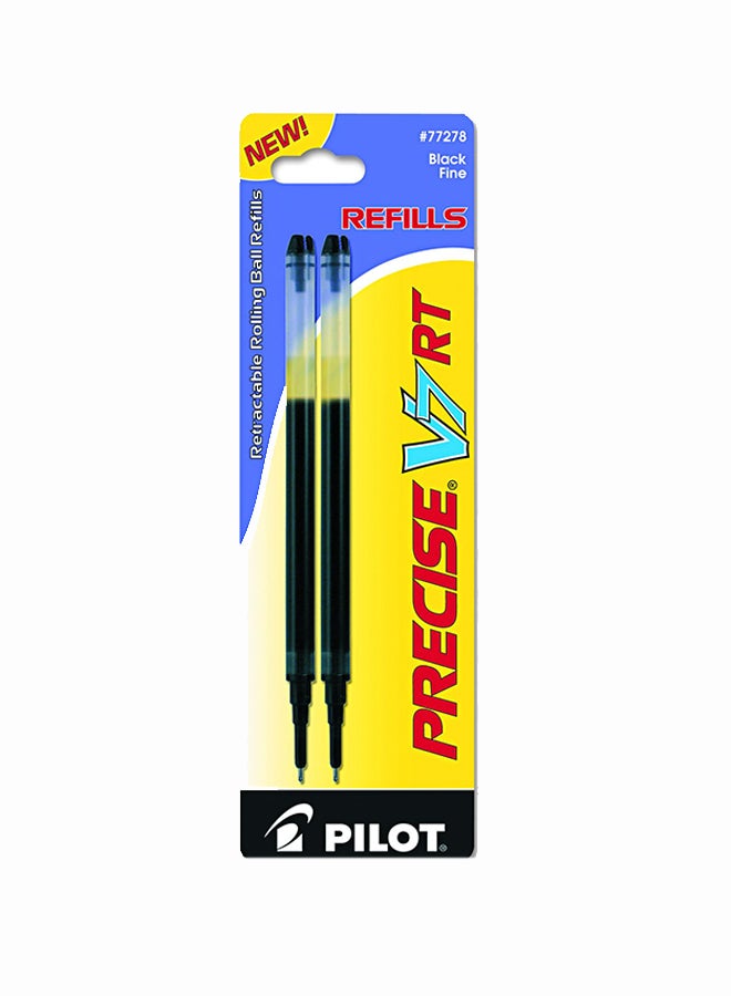 بايلوت مجموعة عبوات إعادة تعبئة 77278 لقلم حبر جاف أسود سائل كروي الرأس بريسيس V7 مكونة من قطعتين
