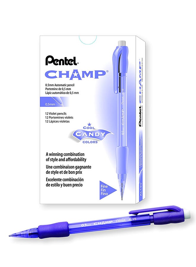 Pentel Champ Mechanical Pencil 0.5Mm Tinted Violet Barrel - Image 2