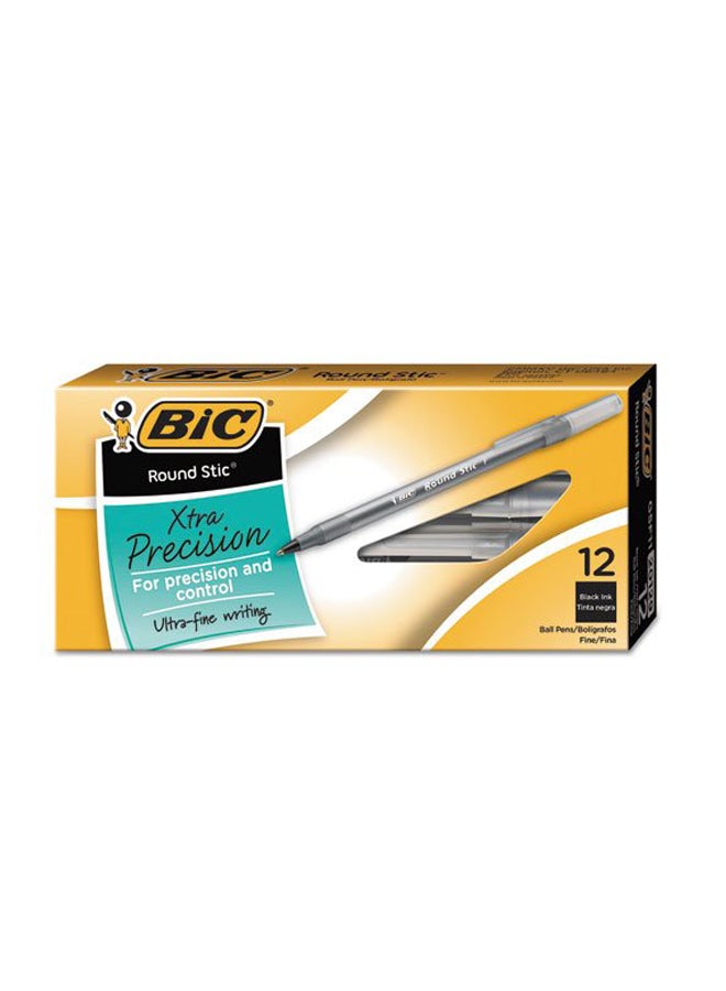 بيك مجموعة أقلام حبر ذات رأس كروي بنمط بالغ الدقة من بيك مجموعة ستيك راوند، مكونة من 12 قلماً