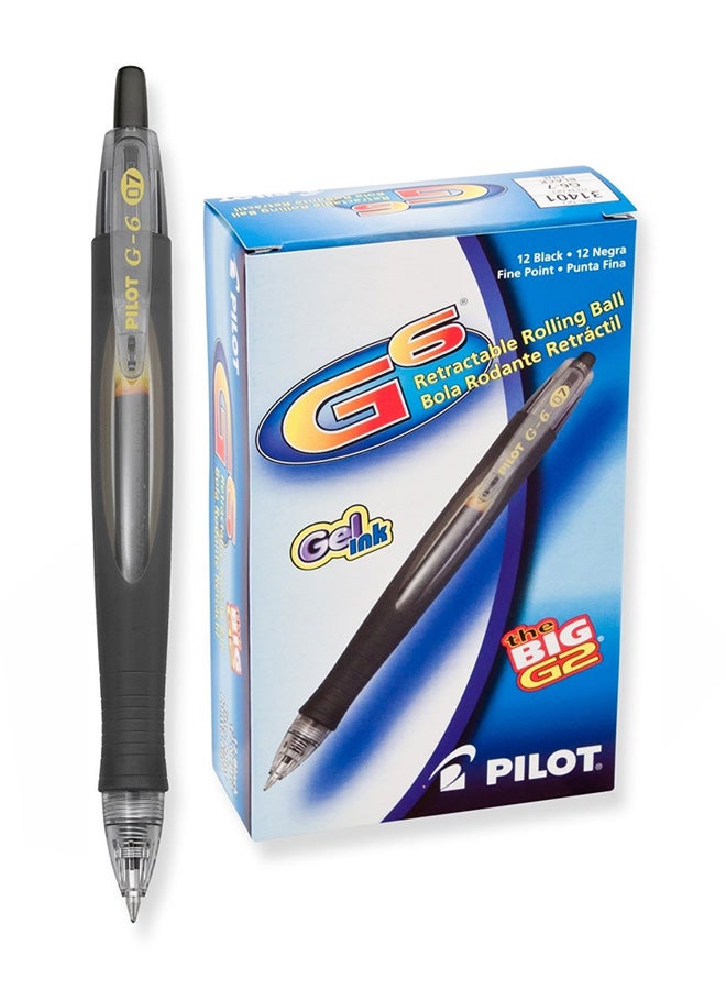 بايلوت دستة أقلام حبر جل G6 برأس كروي دقيق وحبر باللون الأسود (طراز 31401) - Image 1