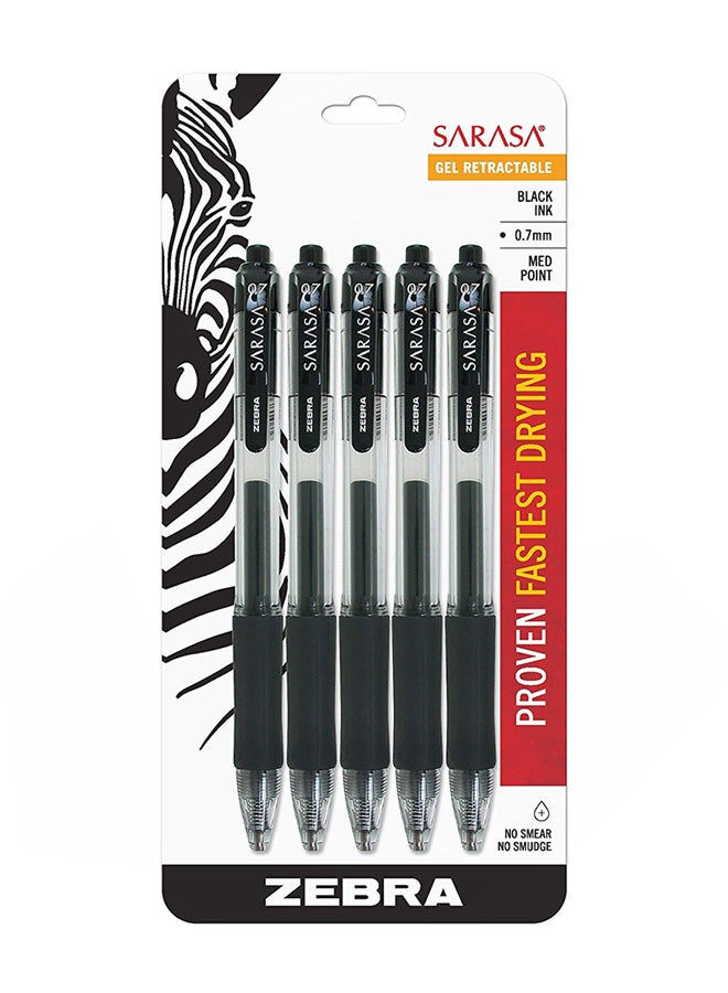 Zebra Pen - Pack Of 5 Retractable Gel Pen Black - Image 1