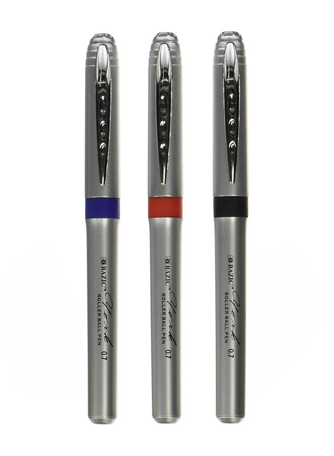 Bazic Pack Of 3 Rollerball Pen Silver - Image 1