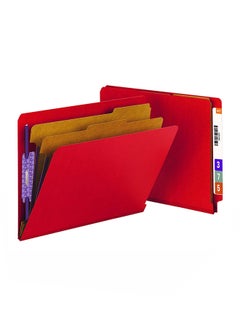 Smead Pack Of 10 End Tab Pressboard Classification File Folder Red  - Image 1
