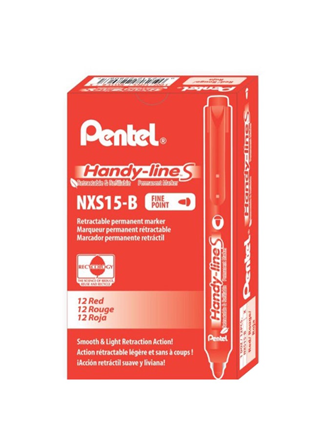 Pack Of 12 Handy-Line S Retractable And Refillable Permanent Marker Red