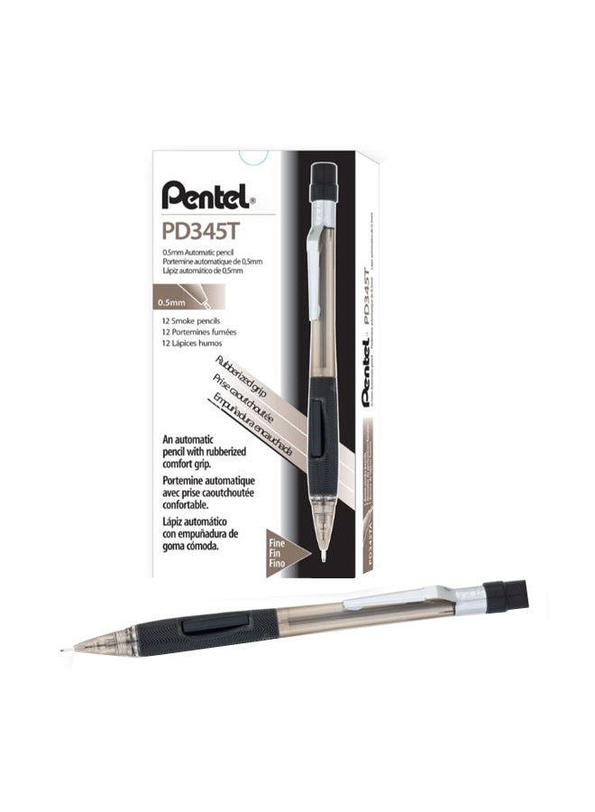 Pack Of 12 Quicker Clicker Automatic Mechanical Pencil Transparent Black Barrel
