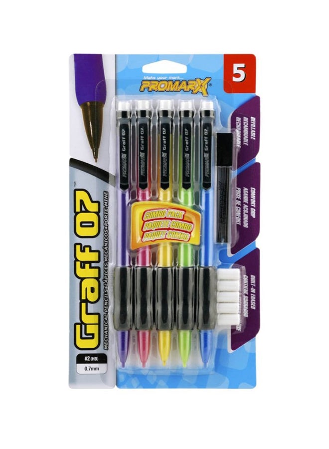 Pack Of 5 Graff 07 Mechanical Pencils Multicolour