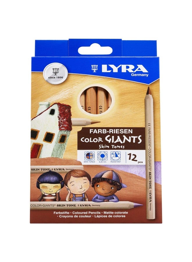 ليرا أقلام رصاص ملونة كبيرة من 12 قطعة متعدد الألوان