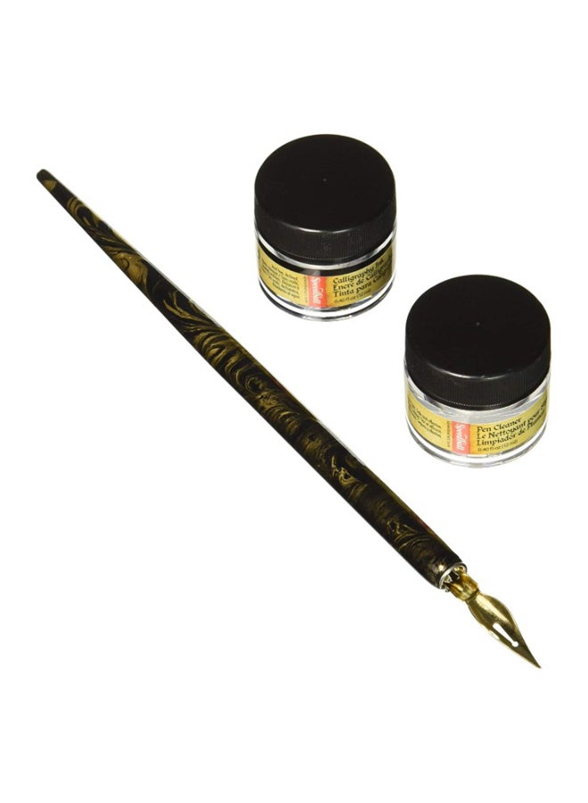 سبيد بول قلم حبر سائل بريشة معدنية لفن الخط من سجنتشر سيريز أسود