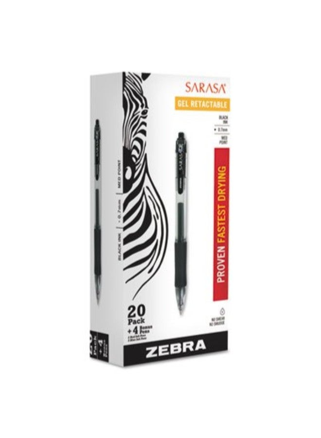 ZEBRA Pack Of 24 Retractable Rollerball Pen Black 
