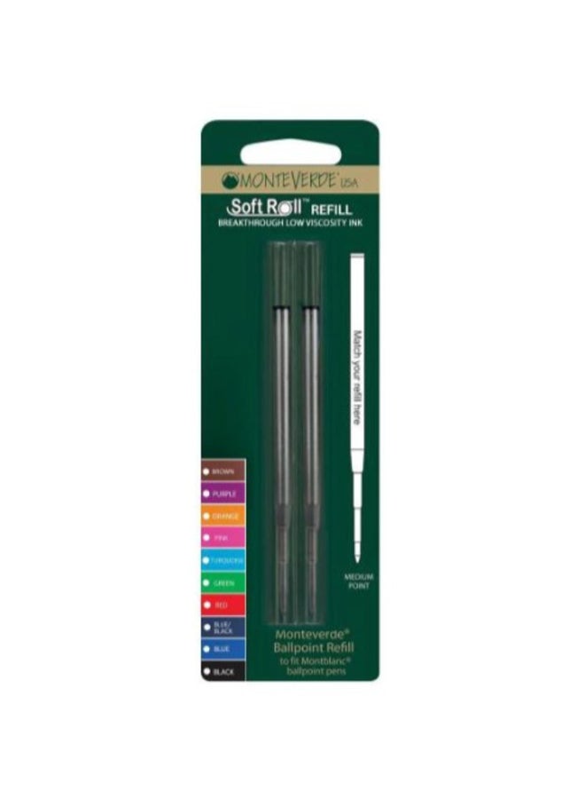 MONTEVERDE USA Pack Of 2 Soft Roll Ballpoint Pen Refill Black 
