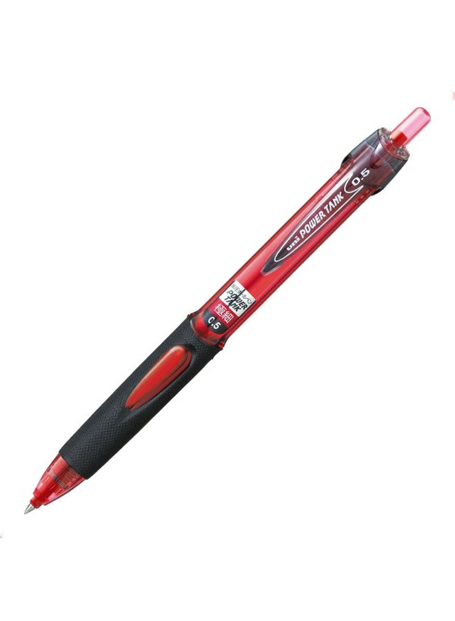 Uni Power Tank, Pressurized Refill Ballpoint Pen, 0.5Mm, Red Body, Red Ink