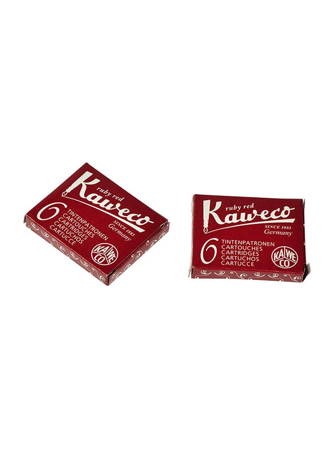 Kaweco Fountain Pen Ink Cartridge Short Red - Pack Of 6 