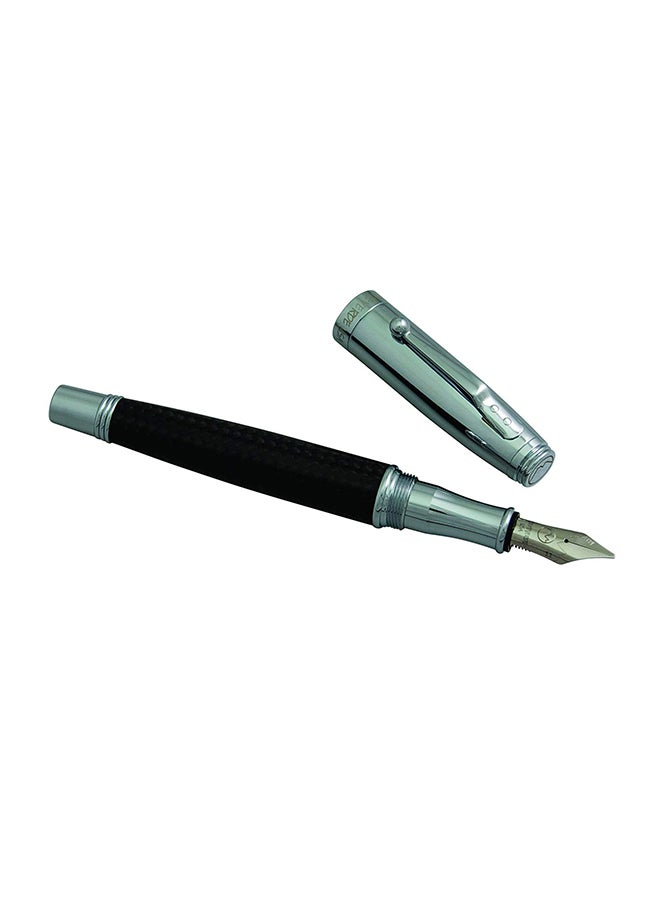 مونت فيردي قلم حبر سائل برأس معدني بتصميم ريشة من ألياف الكربون كاربون فايبر بلاك