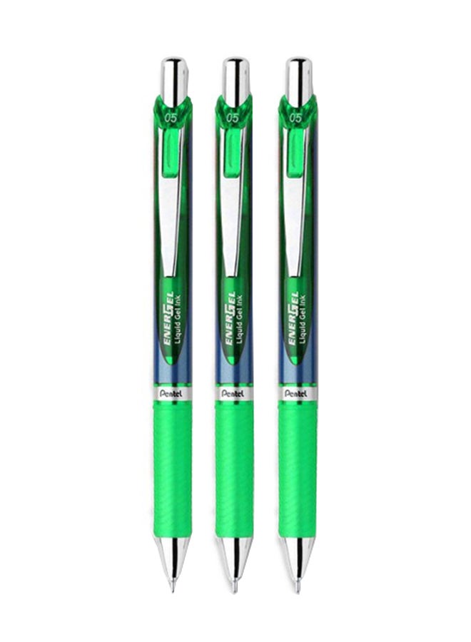 Pack Of 3 Liquid Gel Ink Pen With 4 Refill Green