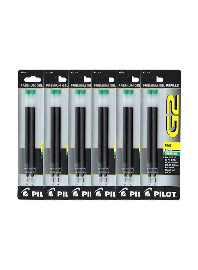 PILOT Pack Of 12 Rollerball Gel Ink Pen Refills Black/Green