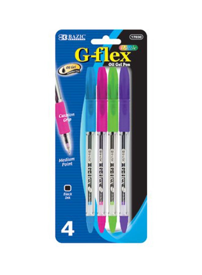 Pack Of 4 Oil-Gel Ink Pen With Cushion Grip Multicolour