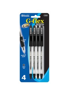 Bazic Pack Of 4 Oil-Gel Ink Pen With Cushion Grip Black/CLear 