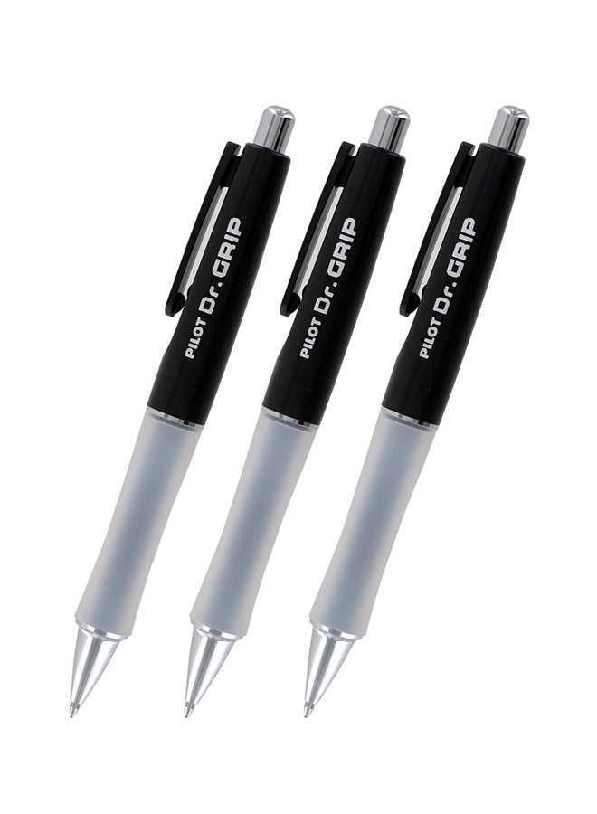 Dr.Grip Retractable Ball Point Pen, Medium Point, Black Ink - Pack Of 3 (Black)