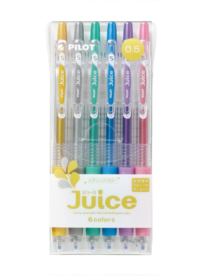 بايلوت طقم أقلام حبر جل برأس كروي جويس مقاس 0.5 مم، مكونة من 6 ألوان معدنية (طراز Lju-60Ef-6Cm)