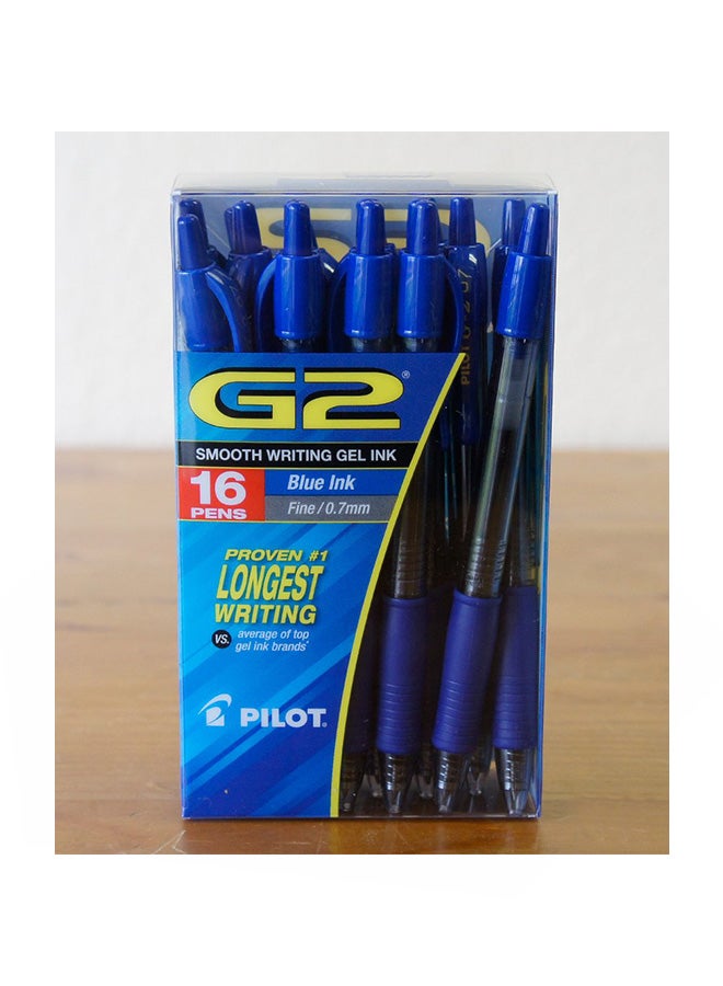 بايلوت عبوة أقلام حبر جل قابلة للسحب مكونة من 16 قلم أزرق/شفاف - Image 2