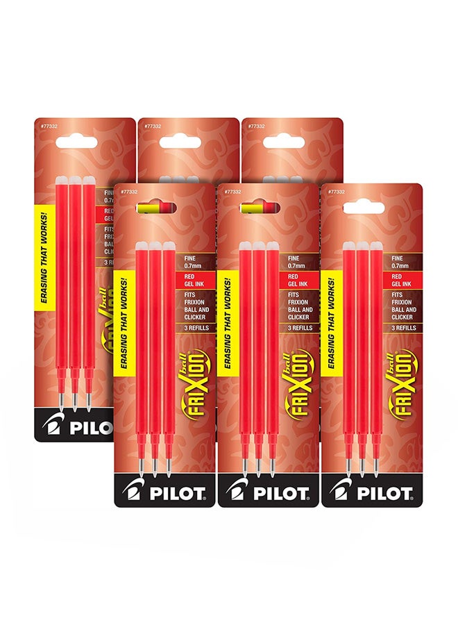 بايلوت 18 قطعة حبر جل لإعادة الملء أحمر