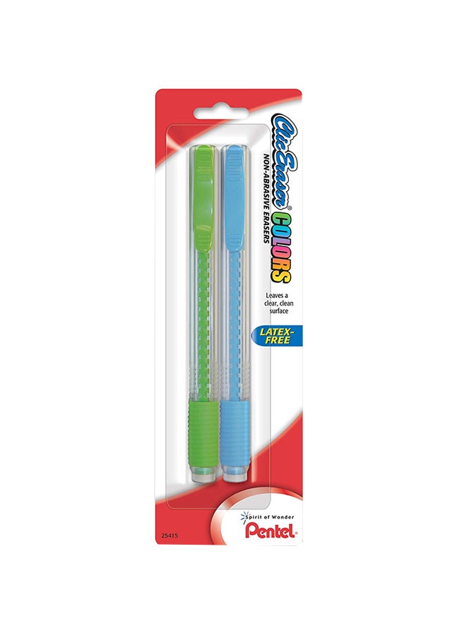 2-Piece Clic Eraser Green/Blue