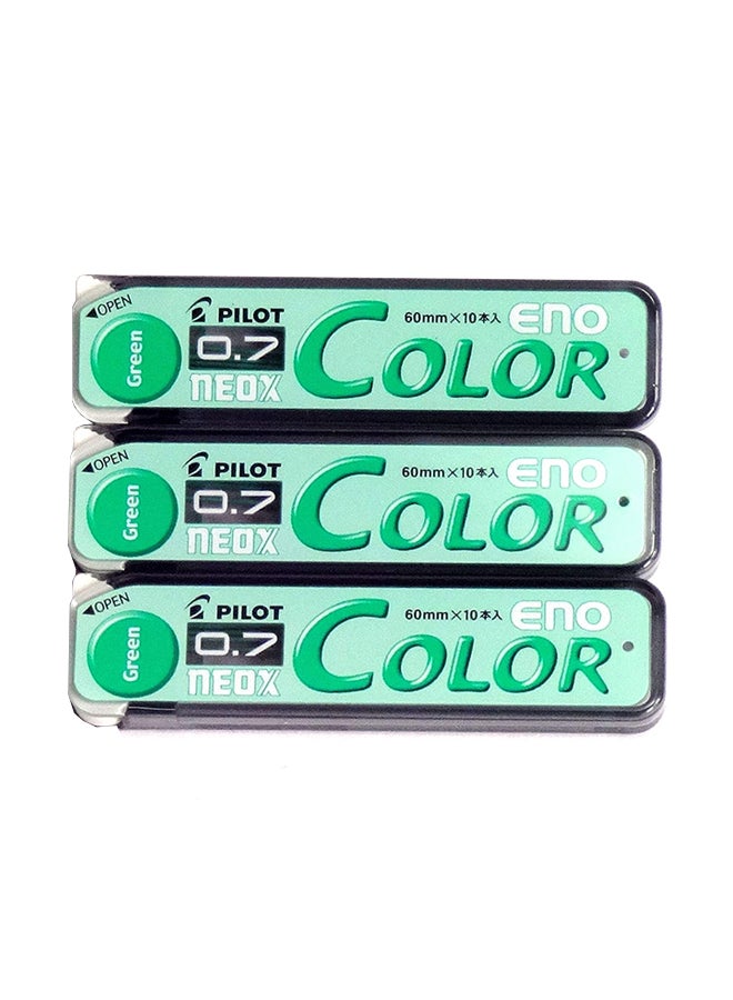 PILOT Color Mechanical Pencil Lead Eno, 0.7Mm, Green,10×3 Pack/Total 30 Leads