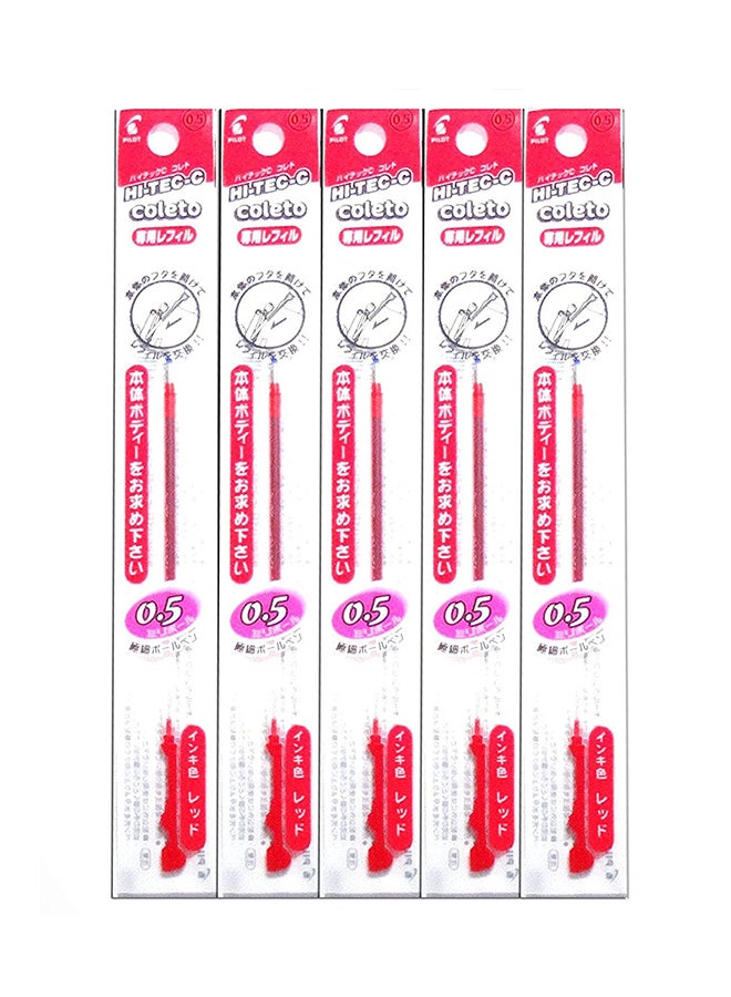 Ifusion Pilot Hi-Tec-C Coleto Gel Ink Pen Refill 0.5Mm, 5 Set Red (Japan Import) 