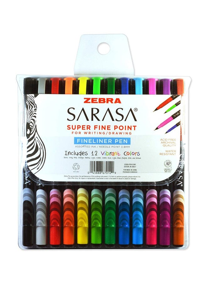 زيبرا بن قلم حبر سائل كروي الرأس 12 قطعة متعدد الألوان - Image 1