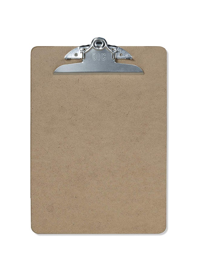 Officemate - Pack Of 6 Letter Size Wood Clipboard Brown/Silver - Image 1