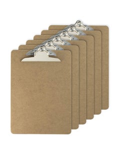 Pack Of 6 Letter Size Wood Clipboard Brown/Silver
