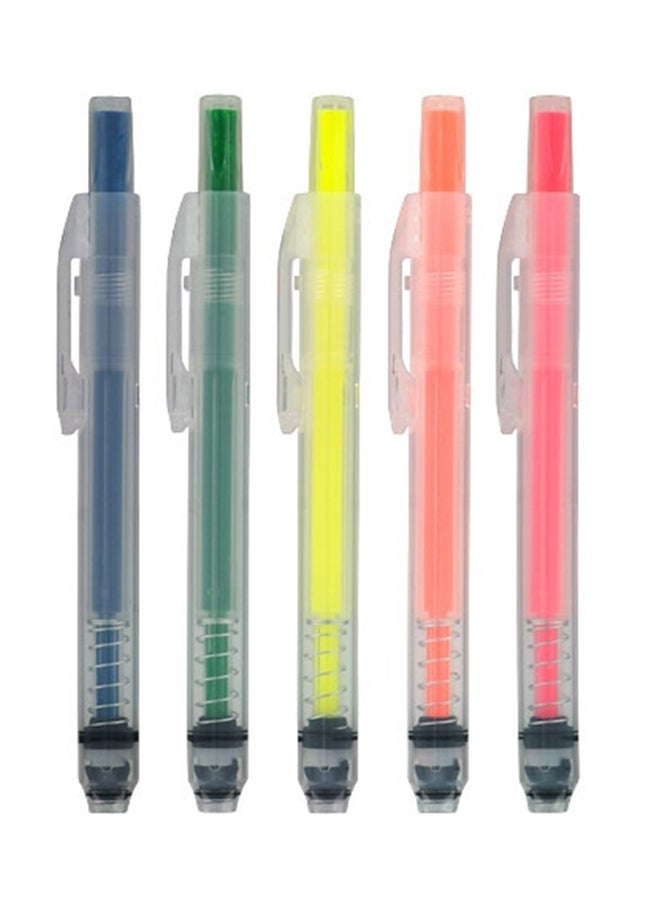 MUJI - 5-Piece Push Button Highlighter Pen Multicolour - Image 1