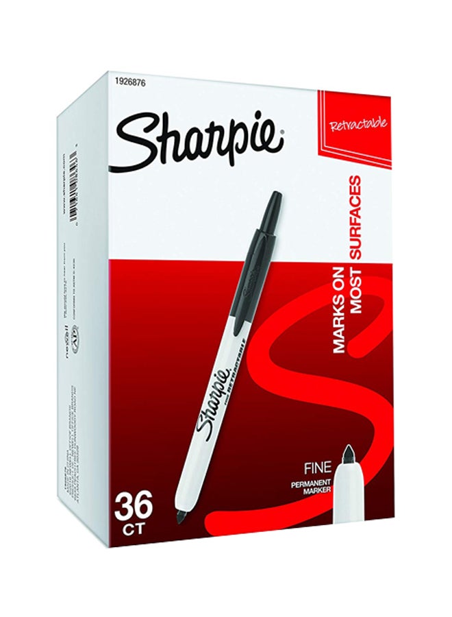 Sharpie 36-Piece Retractable Permanent Marker Black/Silver - Image 1
