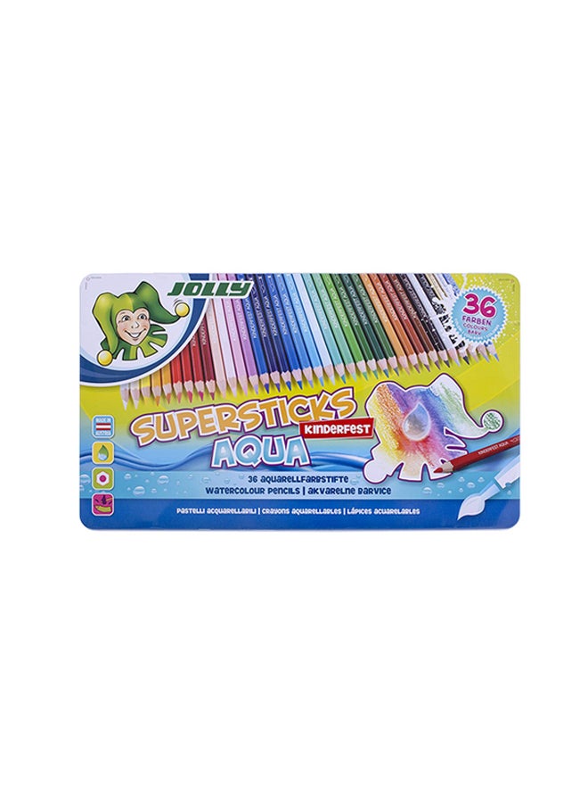 JOLLY Jolly Supersticks Premium European Aqua Watercolor Pencils With Tin Carrying Case; Set Of 36 - Image 1