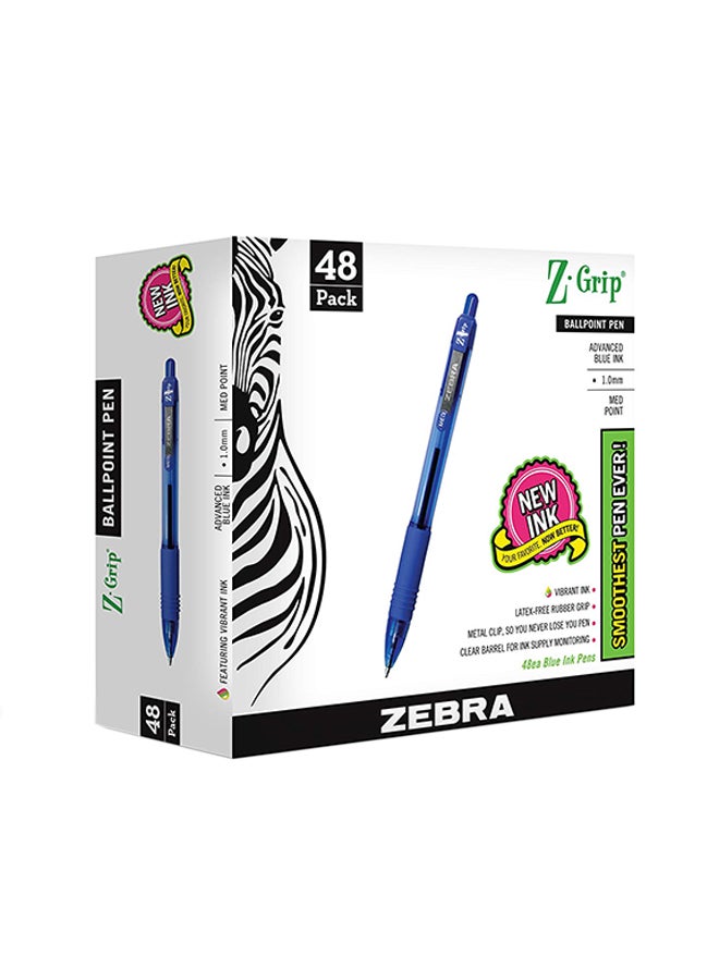 Zebra Pen Zebra Pen Z-Grip Retractable Ballpoint Pen, Medium Point, 1.0Mm, Blue Ink, 48-Count  - Image 1