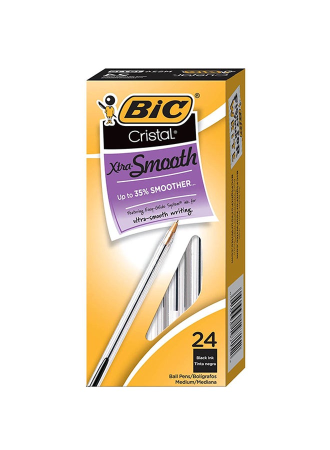 بيك طقم مكون من 24 قلم حبر جاف كروي الرأس كريستال إكسترا سموث نقاط متوسطة مقاس 1.0 مم، لون أسود - Image 1