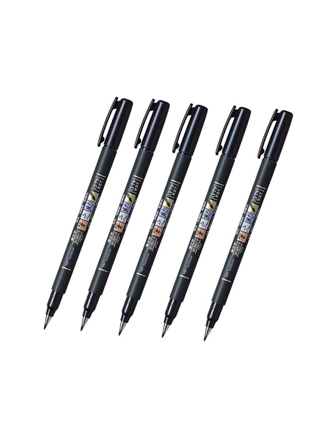 Tombow - Fudenosuke Brush Pen - Soft Type 5 Pens Value Set - Image 1