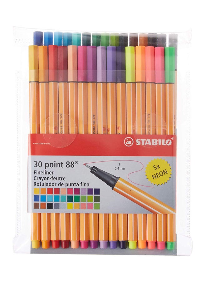 STABILO Stabilo Point 88 Fineliner Pens, 0.4 Mm - 30-Color Set  - Image 1