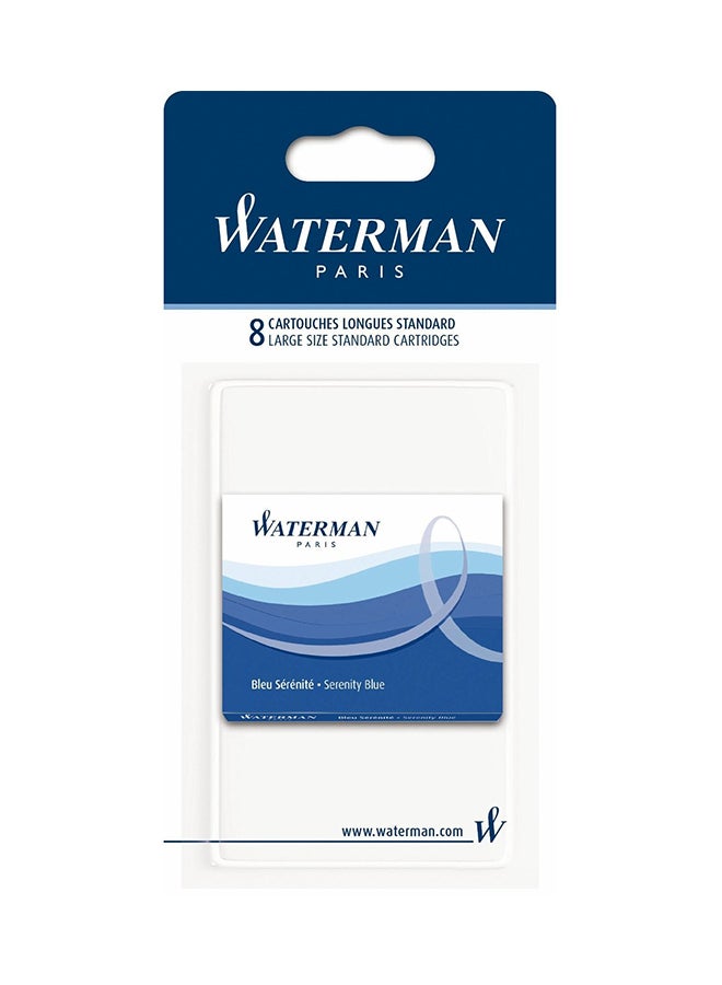 خرطوشة إعادة تعبئة قلم حبر سائل بريشة معدنية، لون أزرق، عبوة من 8 قطع