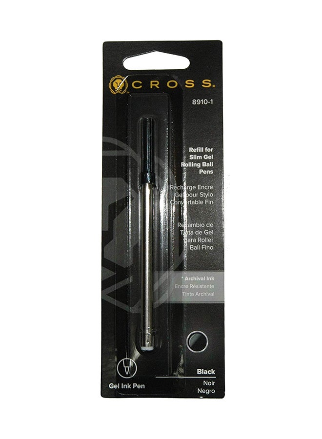 Cross Slim Gel Rolling Ball Refill, Black, 1 Per Card (8910-1), 2 Packs 