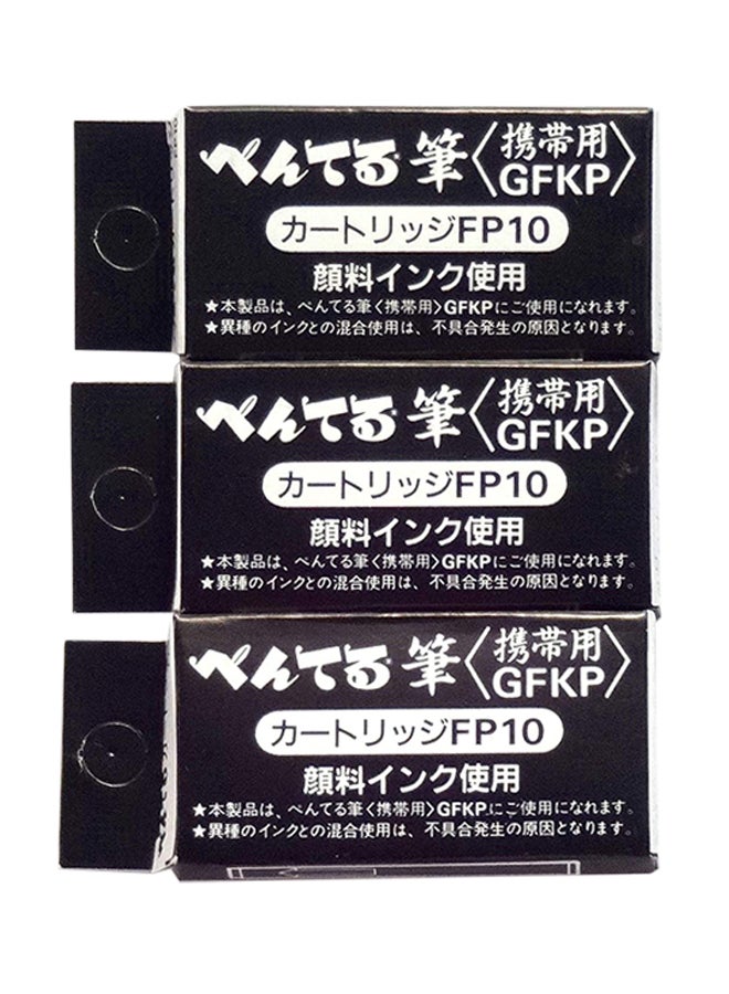 Pentel Pocket Fude Brush Pen Refills (Fp10-A), Black Ink, × 3 Pack/Total 12 Refills (Japan Import) - Image 1