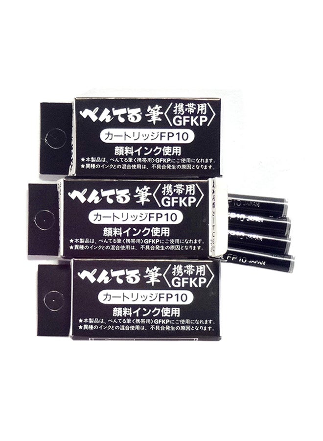 Pentel Pocket Fude Brush Pen Refills (Fp10-A), Black Ink, × 3 Pack/Total 12 Refills (Japan Import) - Image 2