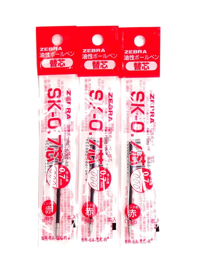 Zebra Sk-0.7 0.7Mm Refill (Red Ink), Br-6A-Sk-R ×3 Pack/Total 3 Pcs